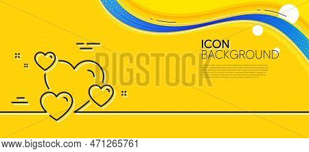 Hearts Line Icon. Abstract Yellow Background. Favorite Like Sign. Positive Feedback Symbol. Minimal 