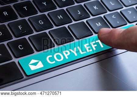 Conceptual Display Copyleft. Word For The Right To Freely Use, Modify, Copy, And Share Software, Wor