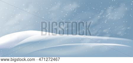 Snowdrifts And Winter Snowstorm Vector Background. Snow And Wind Vector Illustration