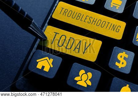 Text Sign Showing Troubleshooting. Business Overview An Act Of Investigating Or Dealing With In The 
