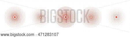 Abstract Icon With Red Pain On White Background For Decoration Design.radial Stomach Pain. Vector Il