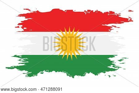 Kurdistan Flag Grunge Brush Color Image, Vector