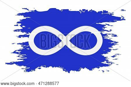 Metis Flag Blue Brush Color Image, Vector