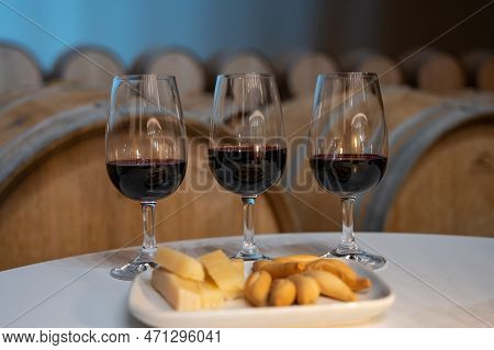 Tasting Of Rioja Wines, Visit Of Winery Cellars With French Or American Oak Barrels With Agening Red