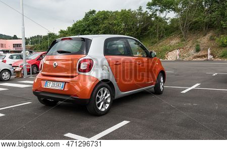 Kozina, Slovenia - May 24, 2017 : The Smart Forfour Is A Supermini Car. The Second Generation Forfou