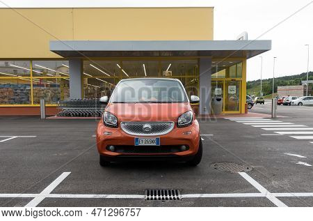 Kozina, Slovenia - May 24, 2017 : The Smart Forfour Is A Supermini Car. The Second Generation Forfou