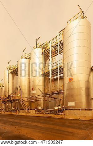 View Of Silos With Chemicals For The Food Industry