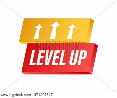 Game Icon Bonus. Level Up Icon, New Level Logo. Vector Stock Illustration.
