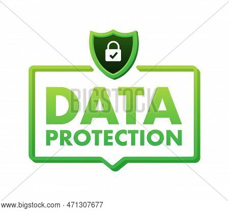 Data Protection Sign, Label. Network, Online Security. Vector Stock Illustration