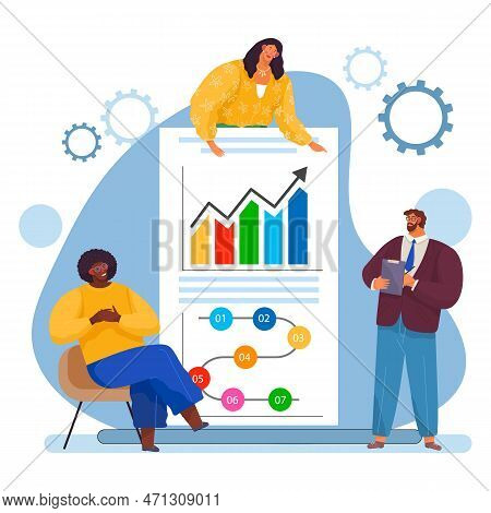 Business People Marketing Team Analyze Graph And Chart. Data Analytics, Statistic To Analysis, Busin