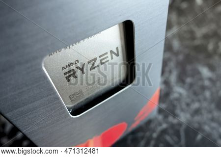 Havirov, Czech Republic - February 2, 2023: Amd Ryzen 5 5600g Cpu In A Box Before Mounted Into The N
