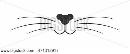 Dog Or Cat Nose, Mouth And Whiskers. Signboard Design For Pet Grooming And Bathing Salon Or Domestic