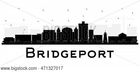 Bridgeport Connecticut City Skyline With Black Buildings Isolated On White. Vector Illustration. Bus