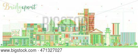 Bridgeport Connecticut City Skyline With Color Buildings. Vector Illustration. Business Travel And T