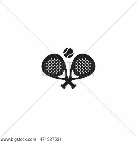 Padle Tennis Logo. Padle Racket And Ball Logo Icon Vector On White Background