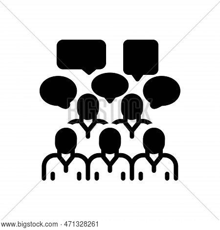 Black Solid Icon For Forum Meeting Assembly Gathering Seminar Concle Confrence Discussion Speech Cha