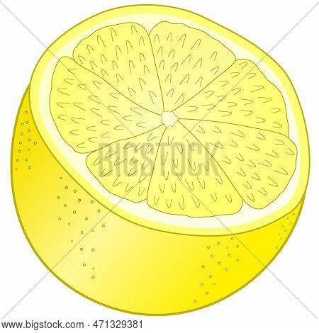 Symbolic Representation Of Half A Yellow Lemon With Peel
