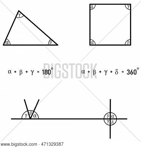 Graphic Representation - Sum Of Internal Angles In A Triangle And A Quadrilateral