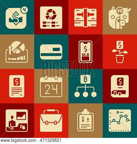 Set Browser With Growth Graph, Financial Book, Dollar Plant, Stacks Paper Money Cash, Credit Card, S