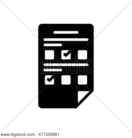 Black Solid Icon For Answered Reply Reaction Respond Solve Claim Answer-sheet Exam Test