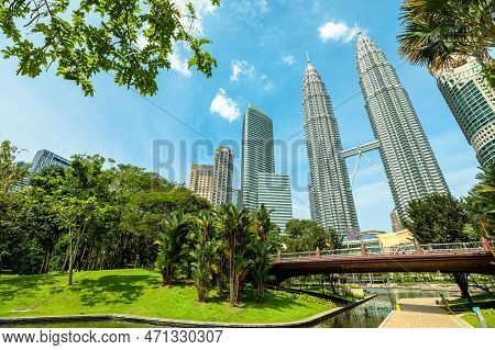 Kuala Lumpur, Malaysia - January 2023: The Petronas Towers, Also Known As The Petronas Twin Towers, 