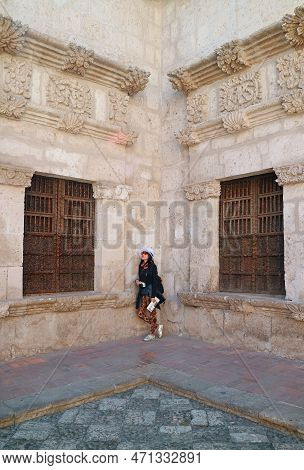 Female Visitor At The Casona Tristan Del Pozo, A Well Preserved Spanish-era Andean Baroque House In 