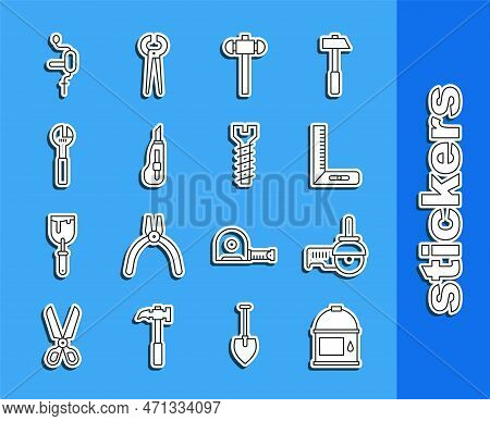 Set Line Paint Bucket, Angle Grinder, Corner Ruler, Sledgehammer, Stationery Knife, Adjustable Wrenc
