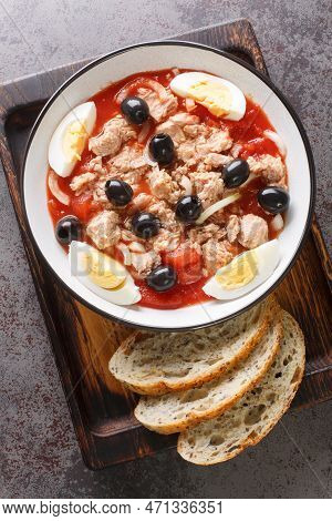 Ensalada Murciana Is A Traditional Spanish Salad Made With A Combination Of Tomatoes, Onions, Tuna, 