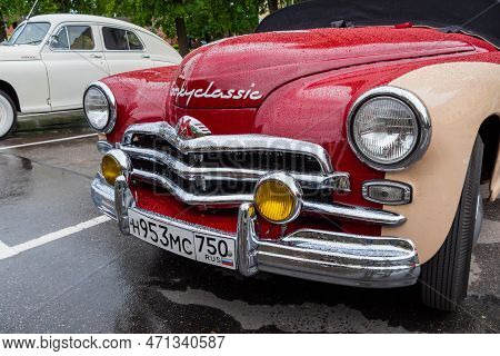 Nizhny Novgorod, Russia - June 15, 2020: Classic Soviet Car Exhibition. Customized Beige And Red Gaz