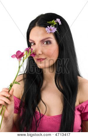 Flor y mujer primavera