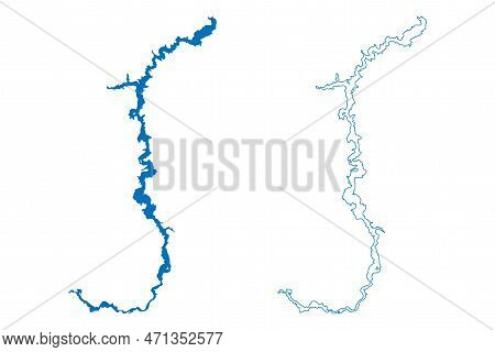 Lake Owyhee Reservoir (united States Of America, North America, Us, Usa, Oregon) Map Vector Illustra