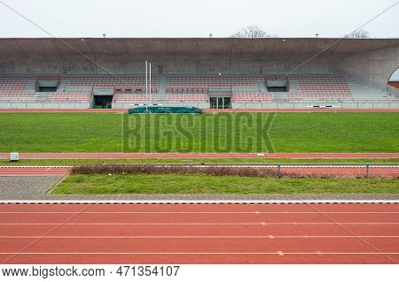Kessel-lo, Flemish Brabant, Belgium - Feb 11 2023 - Local Football And Atheletics Boudewijn Stadium