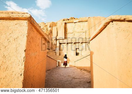 Persepolis, Iran - 8th June, 2022:tourist Stand On Persepolis Viewpoint. Old Persian: Parsa - Was Th