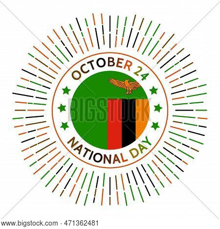 Zambia National Day Badge. Independence From The United Kingdom In 1964. Celebrated On October 24.