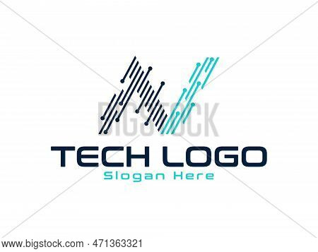 Letter N Technology Logo Design Vector Illustration