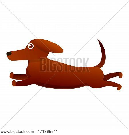 Running Scared Dachshund Icon. Cartoon Of Running Scared Dachshund Icon For Web Design Isolated On W