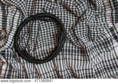 Background Texture, Pattern. Scarf Wool Like Yasser Arafat. The Palestinian Keffiyeh Is A Gender-neu