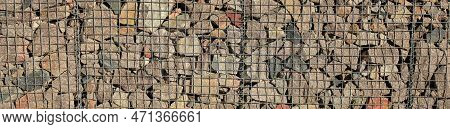 Gabion, Texture, Background. Gabion Net Frequent Part (design). New Technologies In The Manufacture 