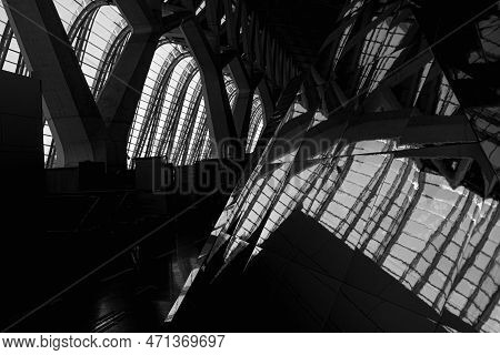 View From Inside The Modern Architecture Of Arts And Sciences Building In Valencia, Spain.