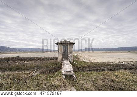Winter Panoramic View Of Marine Pools In Secovlje Salt Pan, Slovenia