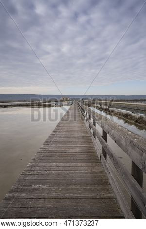 Winter Panoramic View Of Marine Pools In Secovlje Salt Pan, Slovenia