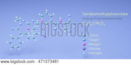 Serdexmethylphenidate Molecule, Molecular Structures, Prodrug Of Dexmethylphenidate, 3d Model, Struc