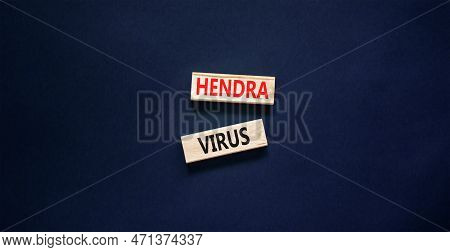 Hendra Virus Symbol. Concept Words Hendra Virus On Wooden Block. Beautiful Black Table Black Backgro