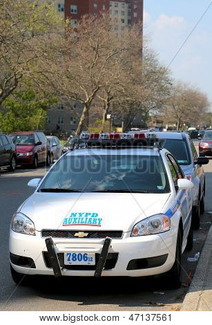NYPD axillary car in Brooklyn, NY
