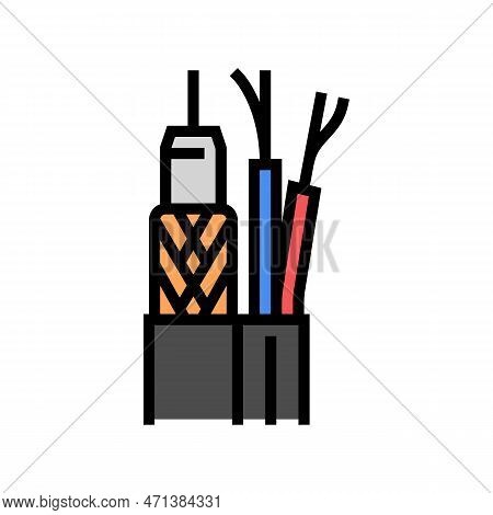 Cctv Cable Wire Color Icon Vector Illustration