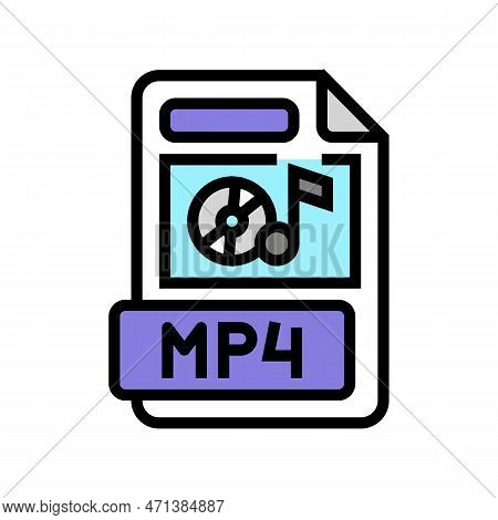 Mp4 File Format Document Color Icon Vector Illustration