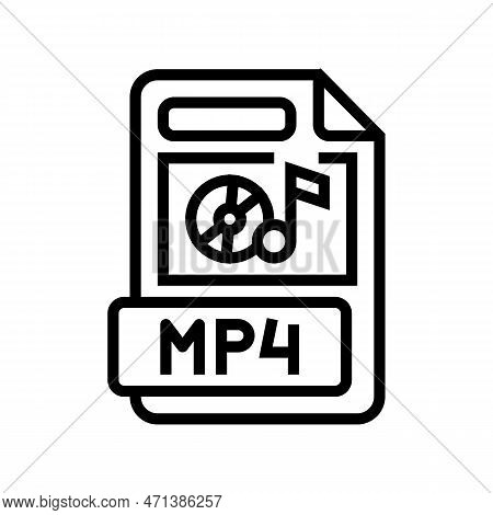 Mp4 File Format Document Line Icon Vector Illustration