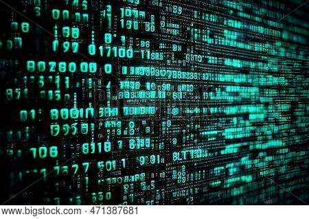 Binary Code, Digital Cryptocurrency Background. 3d Render