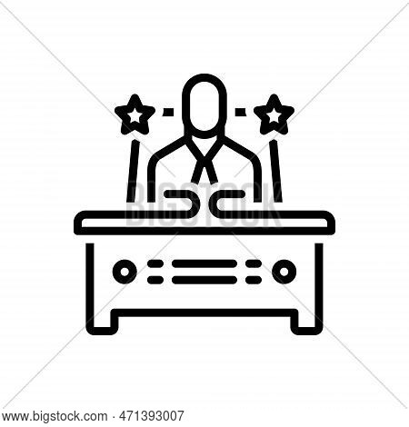 Black Line Icon For Positions Post Commissary Human Officer Power Bussiness-man Boss