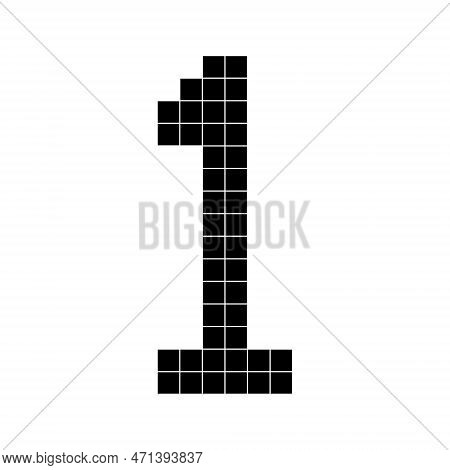 Number 1 One, 3d Cube Pixel Shape Minecraft 8 Bit